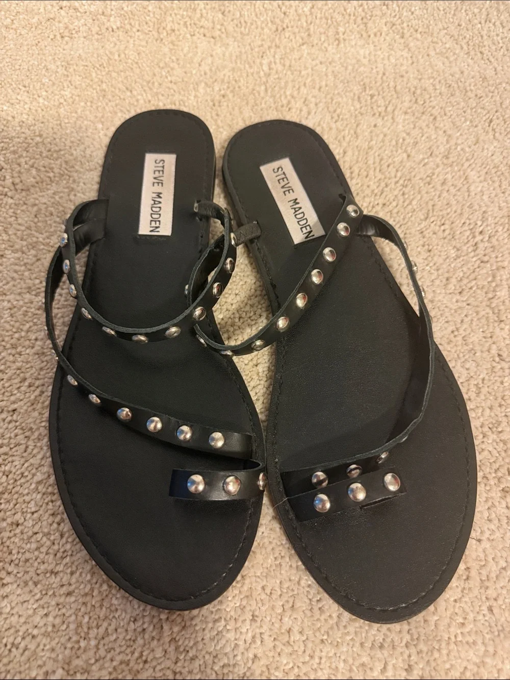 Steve Madden Black Studded Strappy Women's Sandals